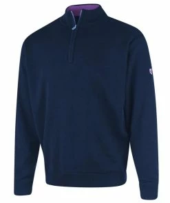 Island Green MENS LINED KNITTED SWEATER - NAVY