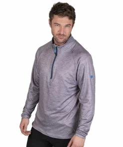 Island Green MENS RAGLAN SLEEVE TOP LAYER LIGHT GREY MARL