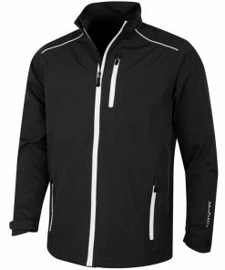 Island Green MENS WATERPROOF JACKET - BLACK/WHITE