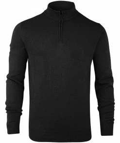 Island Green MENS ZIP NECK KNIT JUMPER - BLACK