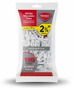 Masters 2 3/4" (70mm) Bag Of 110 Wooden White Golf Tees