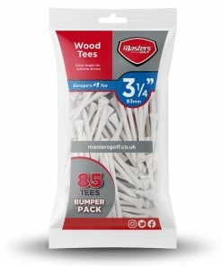 Masters (83mm) Bag Of 85 Wooden White Golf Tees