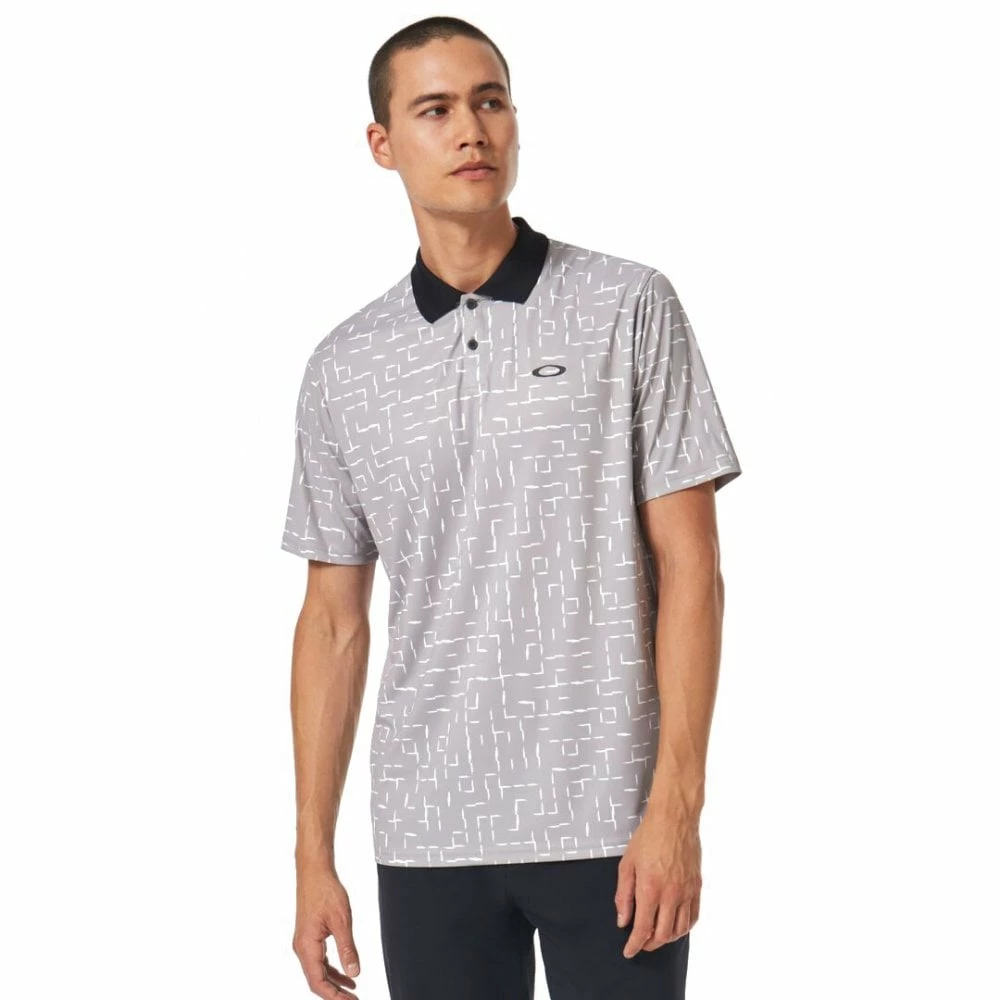 Oakley DIVISIONAL PRINT POLO - GEOMETRIC GRADIENT GRAY 3 Oakley DIVISIONAL PRINT POLO - GEOMETRIC GRADIENT GRAY