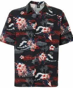 Oakley TROPIC BLOOM SS BUTTON DOWN WOVEN SHIRT BLACK HAWAII