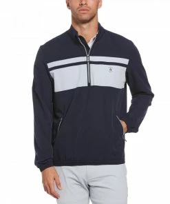 Penguin ORIGINAL 1/4 ZIP BLOCKED Wind Jacket BLACK IRIS