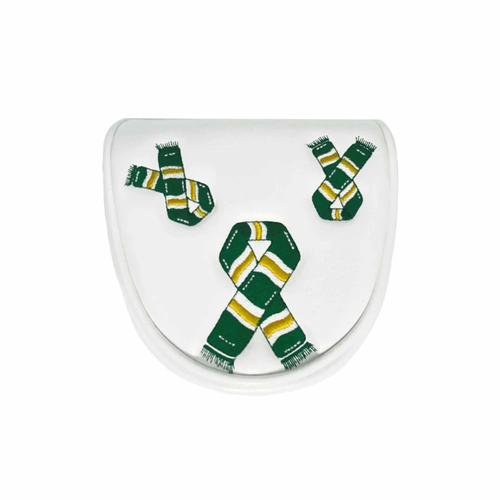 Originals PRG Golf Football Scarf Green/Yellow/White Headcover - Mallet Putter 3 Originals PRG Golf Football Scarf Green/Yellow/White Headcover - Mallet Putter