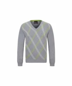 Oscar Jacobson Benno Pin V-Neck - Light Grey
