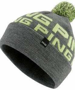 Ping Logo Bobble II Bright Beanie Hat - Grey Marl/Green