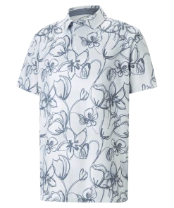 Puma Cloudspun Stems Polo - Bright White/Evening Sky