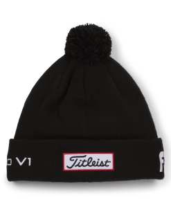 Titleist Tour Pom Pom Beanie Hat - Black/White -Clubs Shop titleist tour pom pom beanie hat black white p12175 26159 image