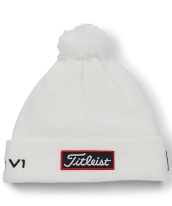 Titleist Tour Pom Pom Beanie Hat - White/Black -Clubs Shop titleist tour pom pom beanie hat white black p12177 26165 image