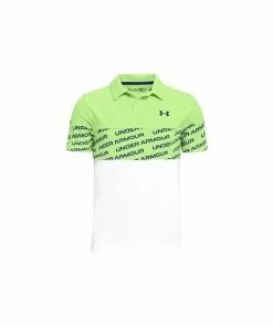 Under Armour Boys Performance Wordmark Polo LIME/White