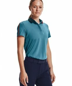 Under Armour Ladies Zinger Stripe Polo - Blue Flannel/Blue