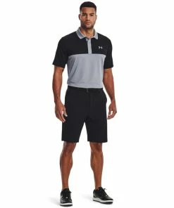 Under Armour Mens Perf 3.0 Color Block Polo Steel/Black -Clubs Shop under armour mens perf 3 0 color block polo steel black p12662 27616 image