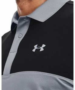 Under Armour Mens Perf 3.0 Color Block Polo Steel/Black -Clubs Shop under armour mens perf 3 0 color block polo steel black p12662 27617 image