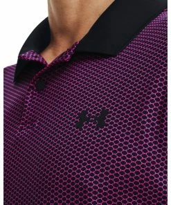 Under Armour Mens Perf 3.0 Printed Polo Black/Rebel Pink -Clubs Shop under armour mens perf 3 0 printed polo black rebel pink p12665 27625 image