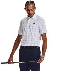Under Armour Mens Playoff 3.0 Printed Polo White/Navy
