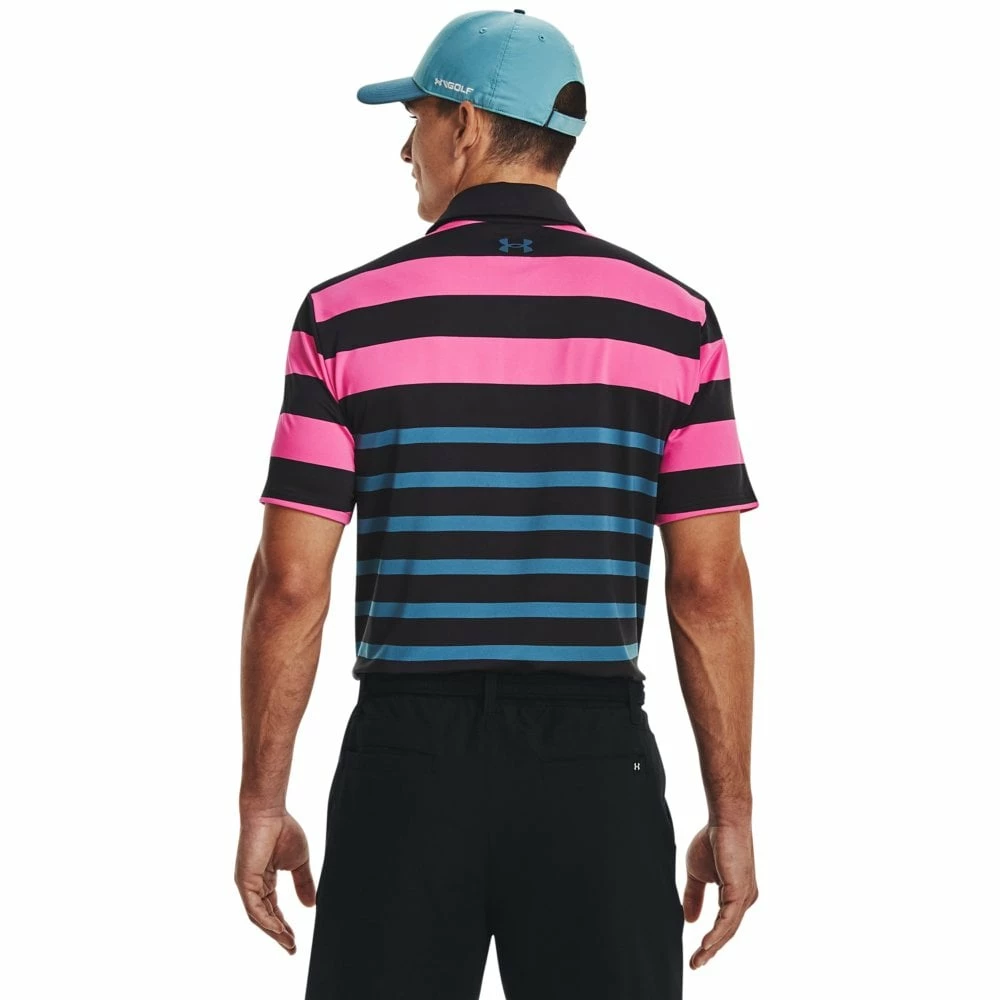Under Armour Mens Playoff 3.0 Stripe Polo Black/Rebel Pink 4 Under Armour Mens Playoff 3.0 Stripe Polo Black/Rebel Pink - Image 2
