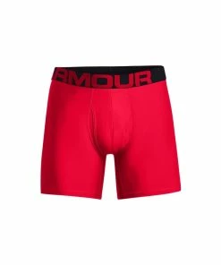 Under Armour Tech 6in Boxerjock 2pk - Red/Black